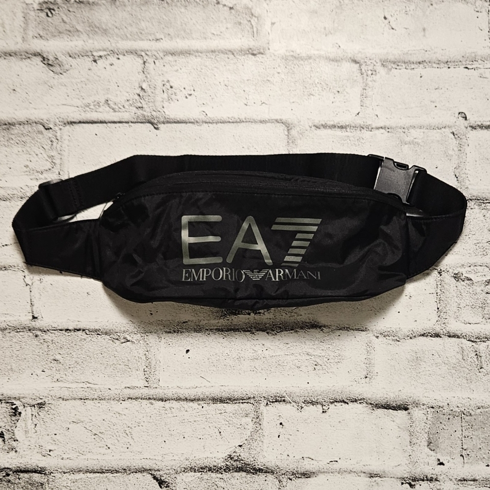 EA7 Emporio Armani Black Belt Bag Logo Waist Pack Crossbody